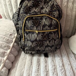 Black and Gold Love Print Backpack